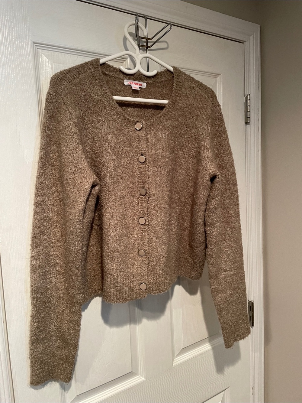 Joe Fresh Taupe Button-Front Textured Women's Cardigan